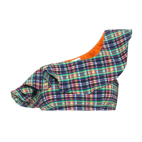 Ganni Other - GANNI One-Shoulder Plaid Bikini Top